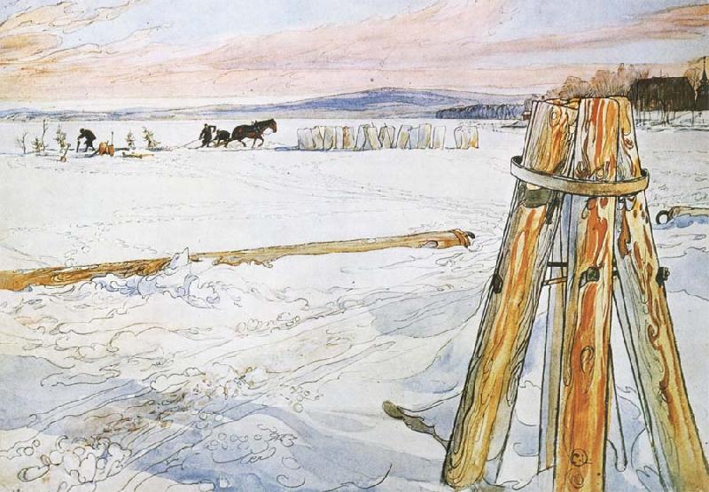 Carl Larsson Harverstion Ice oil painting picture